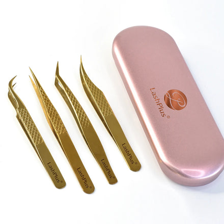 Your logo Perfect Tension Easy Grip Eyelash Extensions Professional Premium Golden Volume Lash Tweezers