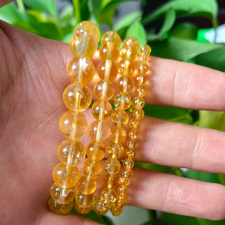 4 6 8 10mm Natural Citrine Stone Beads Bracelet Healing Crystal Gemstone Yoga Bracelets for Unisex
