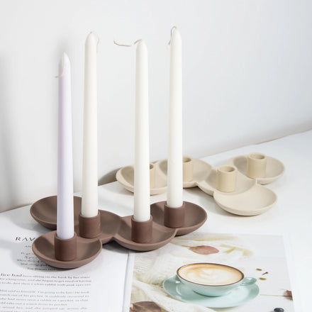 YBH Luxury Nordic Modern Taper Ceramic Candle Holder Eco-Friendly Matt Surface Customizable Colors Logo Home Decor Wedding