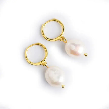 925 Sterling Silver Jewelry Wedding Hoop Earrings Freshwater Irregular Pearls Natural Baroque Pearl Dangle Drop Earrings