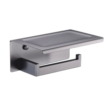 Modern Eco-Friendly Wall-Drilling Stainless Steel Toilet Paper Tissue Holder Mobile Phone Storage Shelf Brushed Finish Bathroom