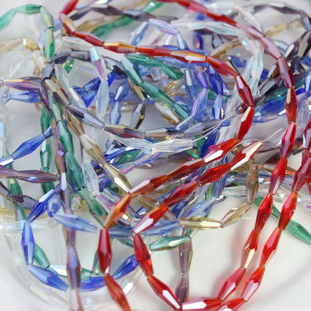 Factory Wholesale Colorful 4*12mm Long Bicone Crystal Beads Diamond Shape Loose Bead Accessories