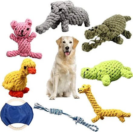 Rich Durable Dog Rope Toys Puppy Chewing Teething Set of 8 Cotton Rope for Small Medium Breeds Custom Logo Simple Style