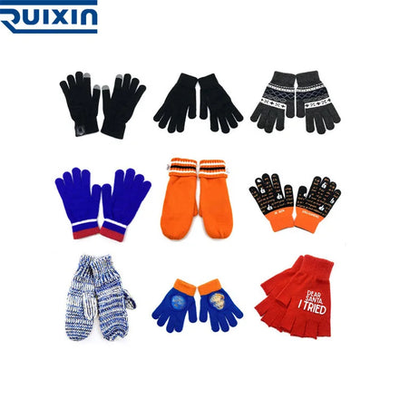 Wholesale Winter Knitted Gloves Acrylic Gloves Mittens Touch Screen Finger Knitted Gloves Adult Men Women Check Pattern Winter