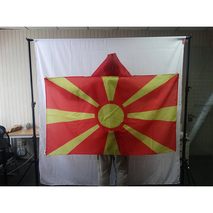 3x5ft Football Match Custom Logo Cheering Fan Cape Body Flag North Macedonia National Flag Cloak
