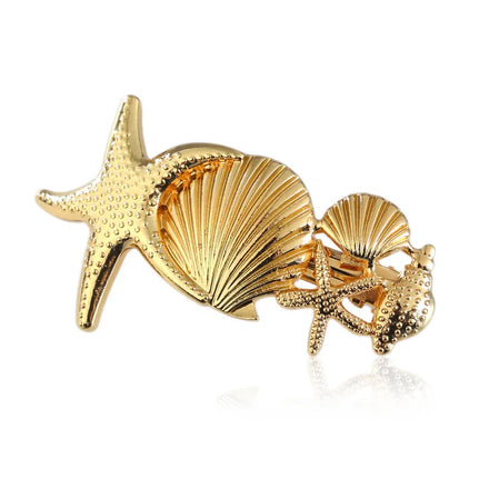 Fancy Gold Silver Metal Conch Shell Starfish Hair Accessories Barrette Hair Clip Barrette for Hair