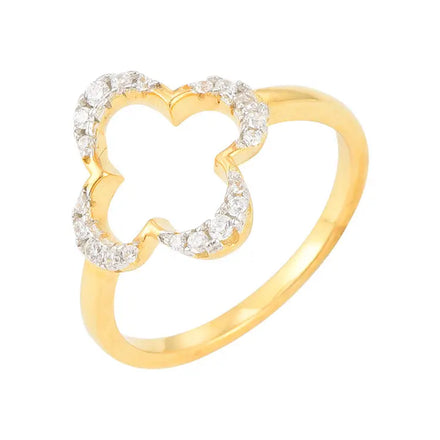 Wholesale Unique Design Women's Zircon Four Leaf Clover Engagement Rings Gold Plated for Wedding Gift Party
