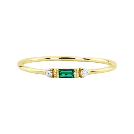 Minimalist 18K Gold Plated 925 Sterling Silver Baguette Zircon Band Ring for Womens Jewelry Stacking Everyday Wear Jewelry