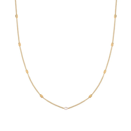 Joolim Jewelry 18K Gold Plated Fresh Water Pearl Dainty Chain Beads Satellite Necklace Stainless Steel Jewelry Wholesale