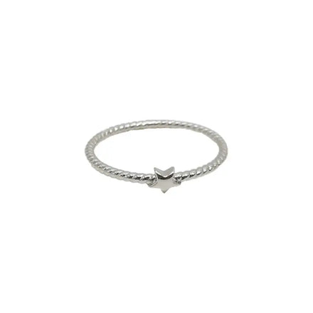 Korean Version Sterling Silver Rhodium Plated Vintage Engagement Star Twist Ring Women's Fashion Accessories