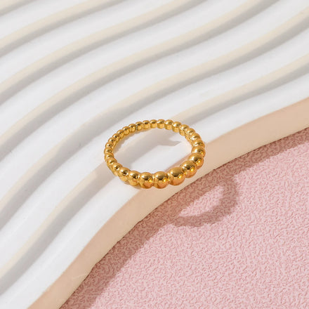 Fenny Stainless Steel Light Luxury New Beads Gradient Ring Trendy for Women 18K Gold Plated Wholesale Jewelry