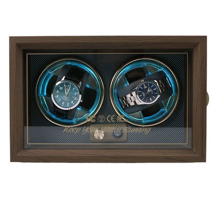 Automatic Portable Luxury Protective Durable Waterproof Wooden Walnut Grain Watch Winder 2 Slots Li-ion Battery Motor Watch