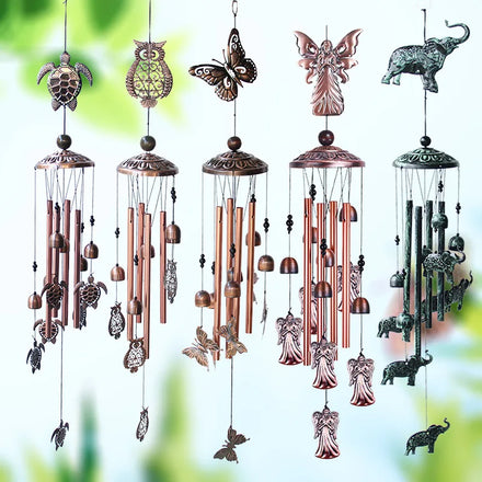 High Grade Retro Metal butterfly Turtle Animal Iron Wind Chimes Home Patio Decoration Copper Color Outdoor Hanging Ornaments