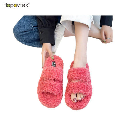 Hot Sale Thick Soled Soft Warm Polar Fleece Winter Autumn Sleepers Shoes Women Slipper 2022 New Fashion Fairy Style
