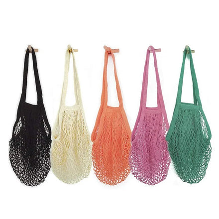 Customized Label Colorful Net Crochet String Reusable Folding Shopping French Grocery Tote Canvas Eco-Friendly Tote Bag