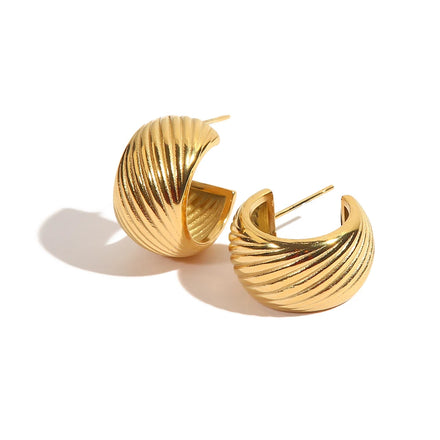 Geometric Stainless Steel 18K Gold Plated Party Jewelry Accessories CC Shaped Earrings for Women