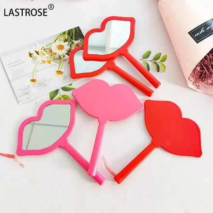 Private Label Lip Shaped Mirror Creative Beauty Handheld Mirror Travel Carry Portable Mirror