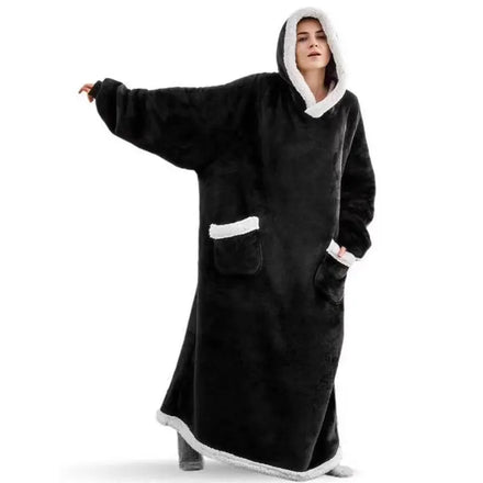Super Long Flannel Blanket with Sleeves Winter Hoodies Sweatshirt Unisex Pullover Fleece Giant TV Blanket Oversized New