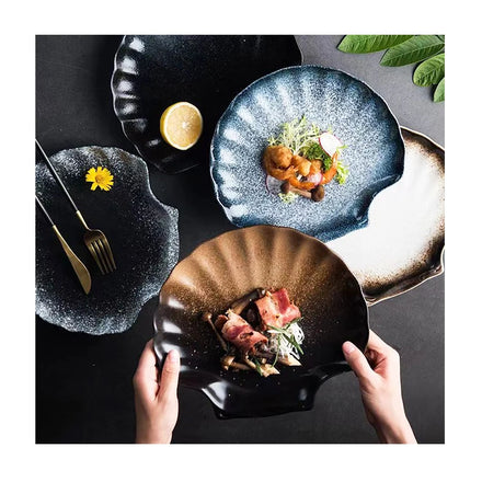 Creative Ceramic Household Dishes Tableware Individual Shell Plates Western Food Special-shaped Breakfast Plates Minimalist