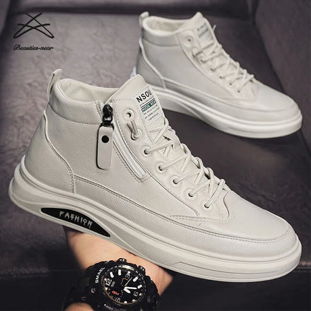 Fashion Mens Ankle Length Styles Shoes Zip Men Pu Leather Boots Casual Sports Running Casual Sport Shoes