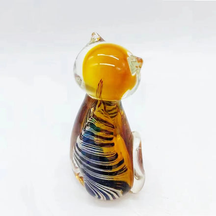 Handmade Modern Design Tawny Kitten Art Glass Ornament Cute Gifts