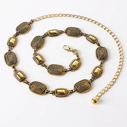 Retro and Sexy Waist Chain Belt With Alloy Buckle for Women Ladies Metal Chain Belt
