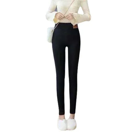 Women's High Waist Fleece Lined Leggings with Sherpa Lining Thermal Warm Stretchy Soft Plush Sherpa Lined Slim Fit Tights