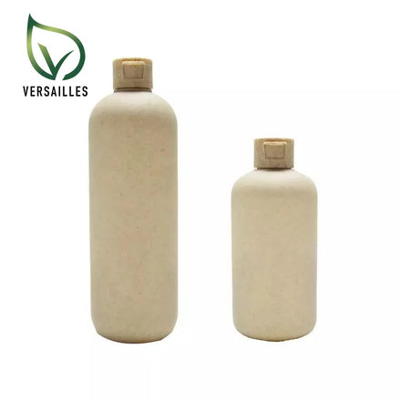In Stock 200ml/250ml/300ml/400ml Straight Wheat Straw Dispensing Bottle Flip Top Design for Shampoo Lotion Face Cream Packaging
