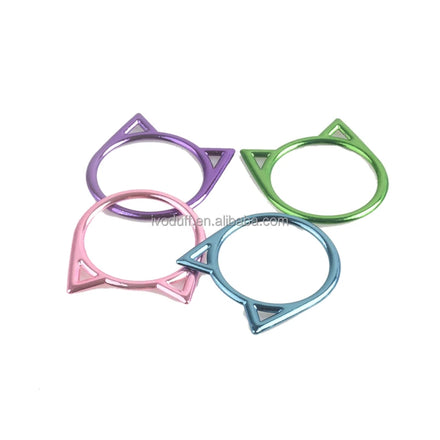 Ivoduff 30mm pink Green Blue Purple Cat Shaped Ring Metal Cat O Rings