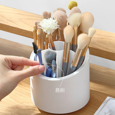 YUE Large-capacity Rotating Makeup Tools Bucket Portable Brush Storage Box Eye Shadow Brush With Cover Dust-proof Brush Holder