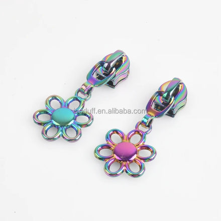 Good Quality Rainbow Handbag Garment Flower Shape Zipper Pull Head