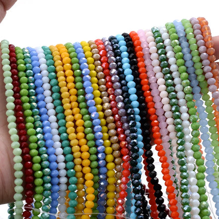 JC Crystal 3mm 4mm Faceted Rondelle Crystal Beads Strands Multi Color Bracelet Necklace Crystal Beads Wholesale Bulk