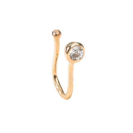 Hot Creative Gold Plated Rabbit Turtle Nose Ring Ornaments U-Shaped Copper Insert with Zircon Snowflake Star Crown Non-Piercing