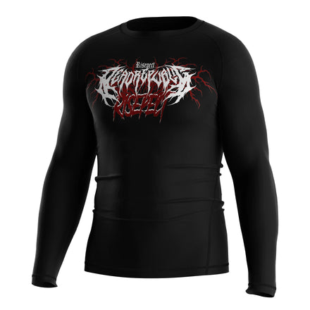 Custom Logo Men's Rash Guard Anti-Microbial Silicone Anti-Roll Hem Flatlock Seam High Performance Fight Gear