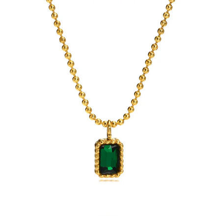 Ins Popular Gold Plated Jewelry Women square Cz Zircon Charm Necklace