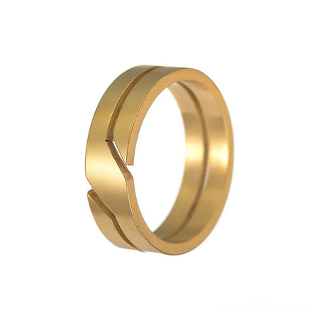 6mm New Personality Gold Black Stainless Steel Hollow Vacuum Plating Couple Ring Finger Rings 130