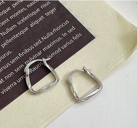 925 Sterling Silver Geometric Hoop Earrings Elegant Stud Earring Women Jewelry Irregular Fashion Earrings Manufacturer