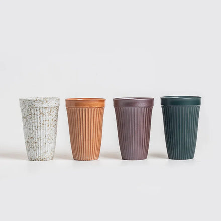 OEM Morden Style Ceramic Cup Coffee Milk Mugs Creative Vertical Stripes Fluted Lines Coffee Mug Porcelain Tea Cup Without Handle