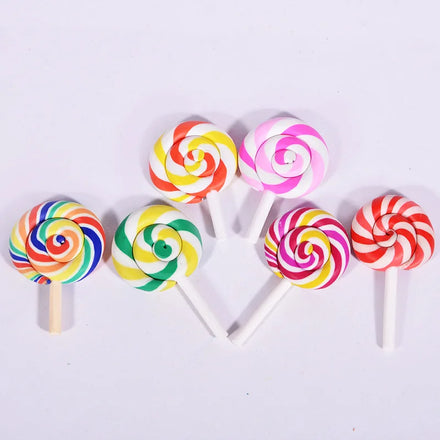 Spiral Rainbow Polymer Clay Cabochons Beauty Kawaii Lollipop Candy Flatback for DIY Phone Decoration