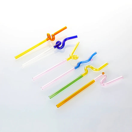 Environmental Friendly Heat-resistant Reusable Colored Bent Glass Straw Customized Size for Drinking Beverages Cocktail Straws