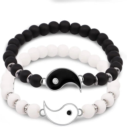 Wholesale White and Black Ying Yang Bracelet for Couples Fashion Tai Chi Bead Matching Bracelets