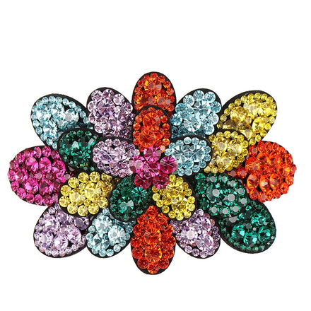 HX-180 Elegant Full Rhinestone Flower Hair Clip Barrettes for Women Hair Accessories Crystal Hairpin Spring Clips