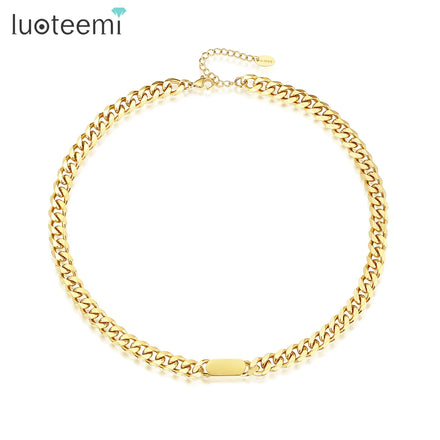 SP-LAM Cuban Link Chain Jewellery Fashion Luxury Gold Plated Jewelry Stainless Steel Necklace Woman