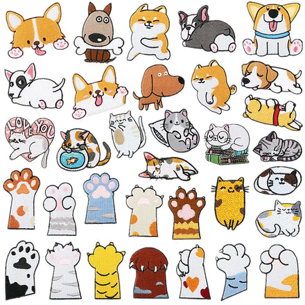 Factory Sell Iron on Embroidery Cute Cartoon Cat Dog Paw Patch for Decoration