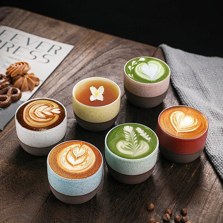 Custom logo Pottery Espresso Coffee Cup Creative Colorful with Spot Frosted Texture Small Cheap Wholesale
