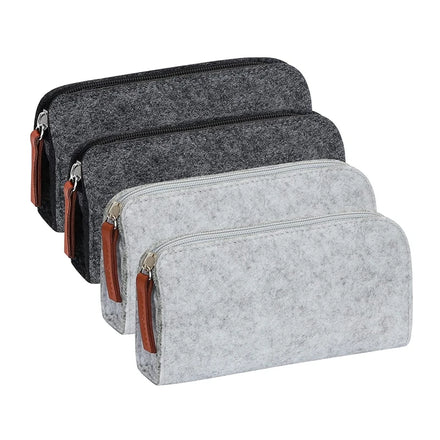 Felt Pencil Case Bag Pencil Pouch Zipper Pen Pouch Stationery Pen Case Storage Bag for Portable School Office Supplies