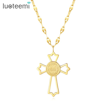 SP-LAM 2026 Trending Lady Fashion Chain Woman 18K Gold Stainless Steel Trendy Cross Pendant Necklace