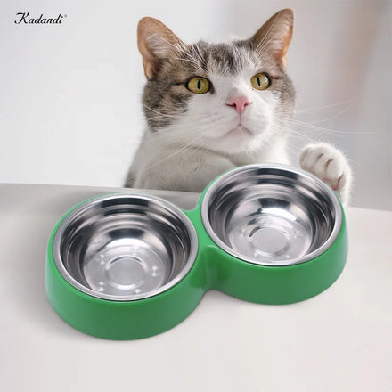 Kadandi Double Portable Metal Food Water and Feeding Feeder Stainless Steel Dog Bowls