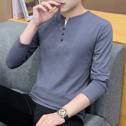 Custom High Quality Men Blank Plain Heavy 100% Cotton Long Sleeve Solid Color T Shirt