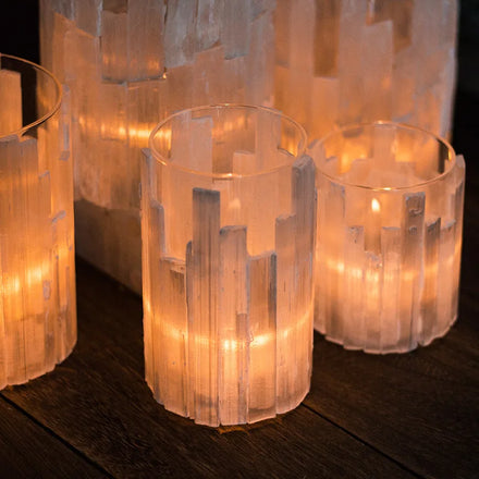 Wedding Tea Light Candle Holder Selenite Crystal Crafts Gemstone Candle Holder for Home Decoration Hotel Supplies